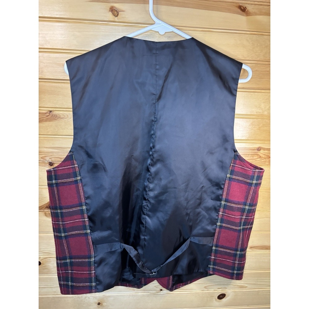 Vintage Eddie Bauer Women's Button Front Wool Blend Vest Red Plaid XL Tall - Picture 4 of 5